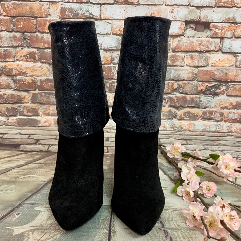BCB Generation Black Faux Suede Sparkle Booties